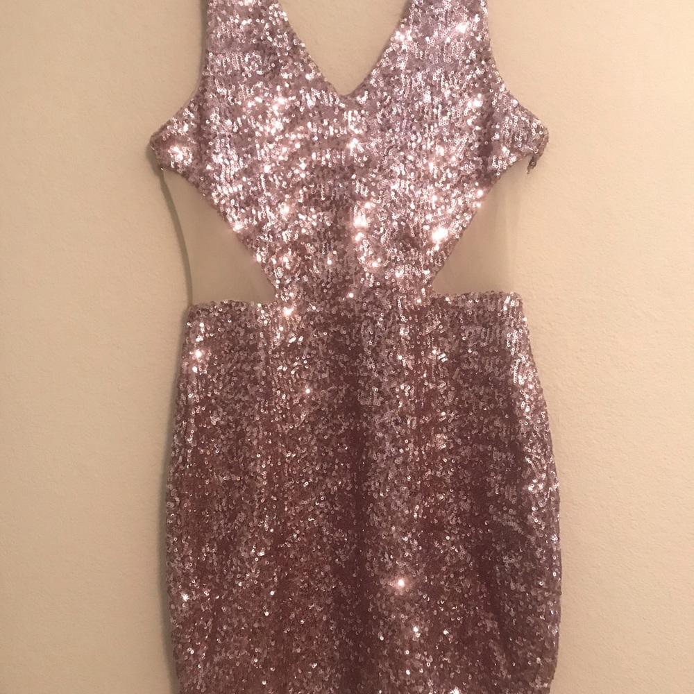 Bebe sequined dress with cutouts